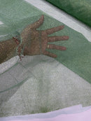 Glitter Lace Mesh Fabric - Sage Green - Shimmer Glitter Dot Design on Mesh Lace By Yard