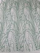 Tulle Glitter Galaxy Design Fabric - Sage Green - Tulle Fabric with Sparkle Glitter Design Sold By Yard