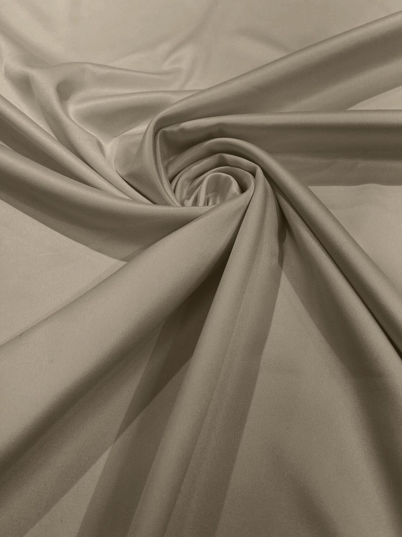 Matte L'Amour Stretch Satin - Sand - Stretch Satin Fabric For Bridal, Prom Dress Sold By Yard