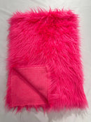 60" Solid Shaggy Faux Fur - Shocking Pink - Long Pile Luxury Shaggy Soft Faux Fur Fabric By Yard