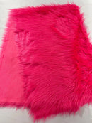 60" Solid Shaggy Faux Fur - Shocking Pink - Long Pile Luxury Shaggy Soft Faux Fur Fabric By Yard