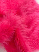 60" Solid Shaggy Faux Fur - Shocking Pink - Long Pile Luxury Shaggy Soft Faux Fur Fabric By Yard