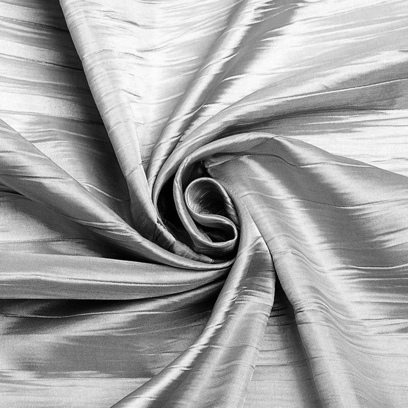 Crushed Taffeta Fabric - Silver - 54" Wide Crushed Taffeta Creased Fabric Sold by Yard