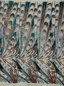 Olivia Sequins Design - Silver/Rose Gold/Green - 4 Way Stretch Multi Color Sequin Fabric on Mesh Sold By The Yard