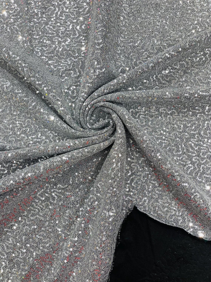 Lurex Stretch Fabric - Silver - Shiny Metallic 4 Way Stretch Sequins Lurex Spandex Fabric by Yard