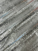 Anaconda Foil Velvet - Silver - Shiny Foil Velvet Anaconda Snake Print Fabric Sold By The Yard