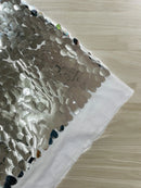 Oval Jumbo Paillette Sequins - Silver - Big Oval Paillette Sequins Design Fabric By Yard