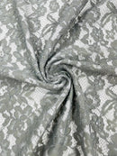 Corded Floral Plant Fabric - Silver - Floral Corded Lace Flower Fabric Sold By Yard