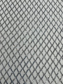 Diamond Net Sequins Fabric - Silver - Geometric Diamond Net Design on Mesh Lace Fabric By Yard