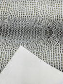 Faux Gator Print Vinyl Fabric - Silver - High Quality Faux Animal Skin Vinyl Sold by Yard