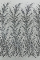 Leaf Stretch Sequins Fabric - Silver - 4 Way Stretch Sequins on Lace Mesh Fabric by Yard