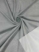 Shimmer Diamond Glitter Fabric - Silver - Luxury Sparkle Stretch Fabric Sold By Yard