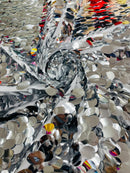 Oval Jumbo Paillette Sequins - Silver - Big Oval Paillette Sequins Design Fabric By Yard