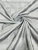 Matte Snake Skin Print Fabric - Silver - Snake Stretch Spandex Costume, Legging Fabric By Yard