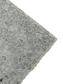 Butterfly Floral Lace Fabric - Silver - Butterfly Flower Metallic Design on Lace Fabric By Yard