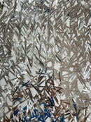 Sword Shaped Sequins - Silver - Hanging Solid Sequins On Mesh Fabric By Yard
