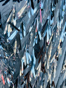 Sword Sequins Fabric - Shiny Sword Shape Sequins Fabric Sold By Yard (Pick Color)