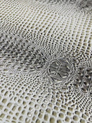 Faux Gator Print Vinyl Fabric - Silver - High Quality Faux Animal Skin Vinyl Sold by Yard