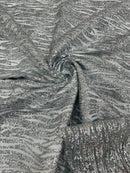 Glitter Zebra Stripe Fabric - Silver - Zebra Lines Glitter Design on Lace Fabric By Yard