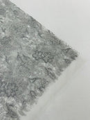 Floral Glitter Design Fabric - Silver - 3D Glitter Tulle Flower Plant Design Fabric By Yard