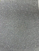 Metallic Foil Sequins - Silver - 2 Way Stretch Spandex with 5mm Sequins Fabric by yard