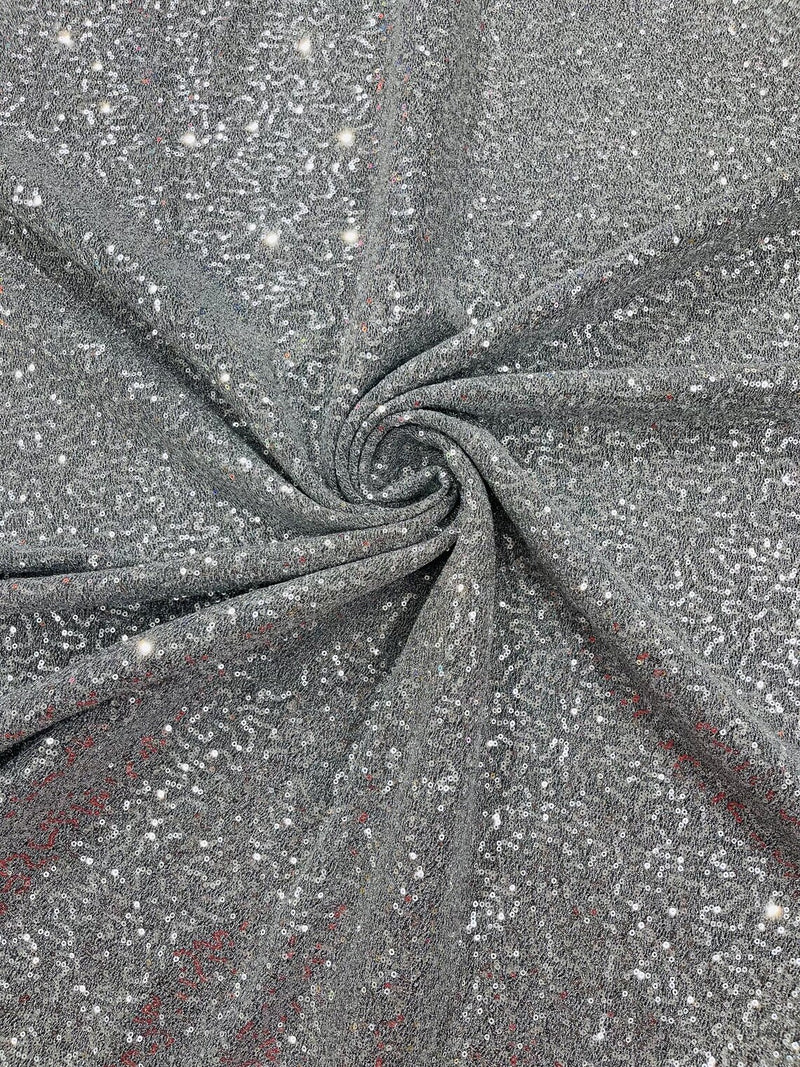 Lurex Stretch Fabric - Silver - Shiny Metallic 4 Way Stretch Sequins Lurex Spandex Fabric by Yard