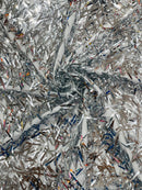 Sword Shaped Sequins - Silver - Hanging Solid Sequins On Mesh Fabric By Yard