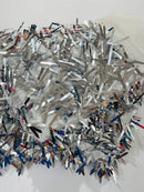 Sword Shaped Sequins - Silver - Hanging Solid Sequins On Mesh Fabric By Yard