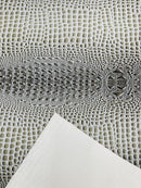 Faux Gator Print Vinyl Fabric - Silver - High Quality Faux Animal Skin Vinyl Sold by Yard