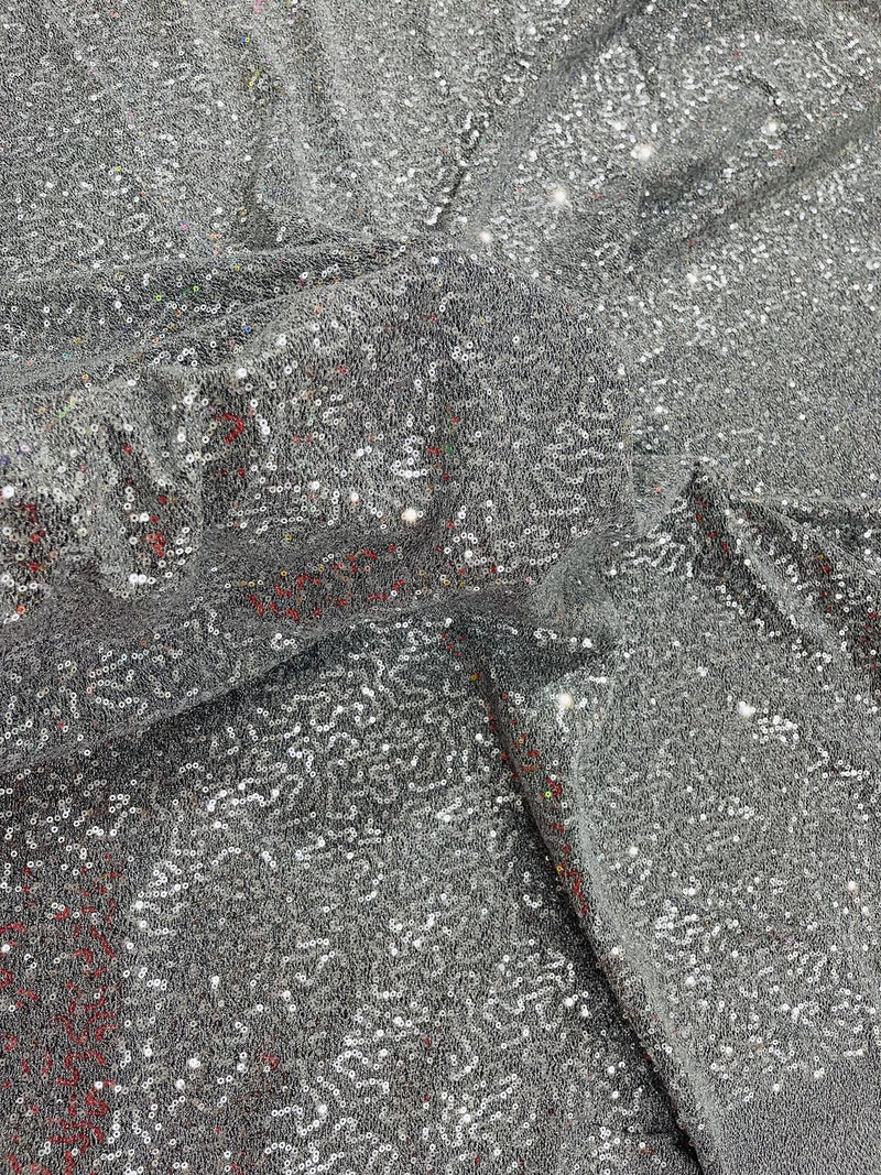 Lurex Stretch Fabric - Silver - Shiny Metallic 4 Way Stretch Sequins Lurex Spandex Fabric by Yard