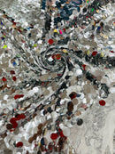 Circle Paillette Sequins - Silver - Large Round Paillette Sequins Design Fabric By Yard