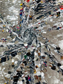 Oval Jumbo Paillette Sequins - Silver - Big Oval Paillette Sequins Design Fabric By Yard