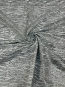 Glitter Zebra Stripe Fabric - Silver - Zebra Lines Glitter Design on Lace Fabric By Yard
