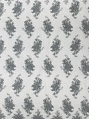 Damask Flower Lace Fabric - Silver - Damask Flowers Embroidered on Lace Fabric By Yard
