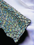 Mirror Sequins Velvet - Silver Holographic - Shiny Mirror Cut Sequins on Velvet By Yard