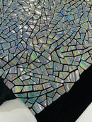 Mirror Sequins Velvet - Silver Holographic - Shiny Mirror Cut Sequins on Velvet By Yard