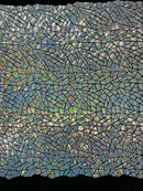 Mirror Sequins Velvet - Silver Holographic - Shiny Mirror Cut Sequins on Velvet By Yard