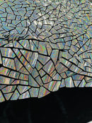 Mirror Sequins Velvet - Silver Holographic - Shiny Mirror Cut Sequins on Velvet By Yard