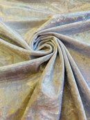Foggy Foil Velvet Fabric - Silver Iridescent - Oil Slick 58/60" Stretch Foil Velvet Fabric By Yard