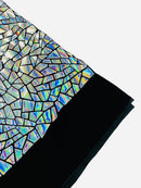 Mirror Sequins Velvet - Silver Iridescent - Shiny Mirror Cut Sequins on Velvet By Yard