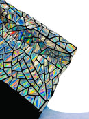 Mirror Sequins Velvet - Silver Iridescent - Shiny Mirror Cut Sequins on Velvet By Yard