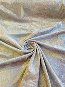 Foggy Foil Velvet Fabric - Silver Iridescent - Oil Slick 58/60" Stretch Foil Velvet Fabric By Yard