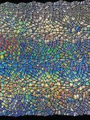 Mirror Sequins Velvet - Silver Iridescent - Shiny Mirror Cut Sequins on Velvet By Yard