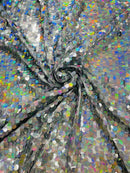 Circle Paillette Sequins - Iridescent Silver - Large Round Paillette Sequins Design Fabric By Yard