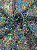 Sword Shaped Sequins - Silver Iridescent - Hanging Iridescent Sequins On Mesh Fabric By Yard