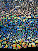 Mirror Sequins Velvet - Silver Iridescent - Shiny Mirror Cut Sequins on Velvet By Yard