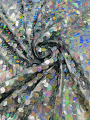 Circle Paillette Sequins - Iridescent Silver - Large Round Paillette Sequins Design Fabric By Yard