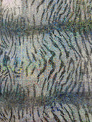 Tiger Print Spandex Fabric - Silver / Black - Mystique 4 Way Stretch Animal Print Fabric 58/60" By Yard