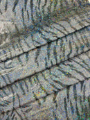 Tiger Print Spandex Fabric - Silver / Black - Mystique 4 Way Stretch Animal Print Fabric 58/60" By Yard