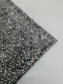 58/60" Velvet Sequins Stretch Fabric - Silver on Gray - Velvet Sequins 2 Way Stretch Sold By Yard